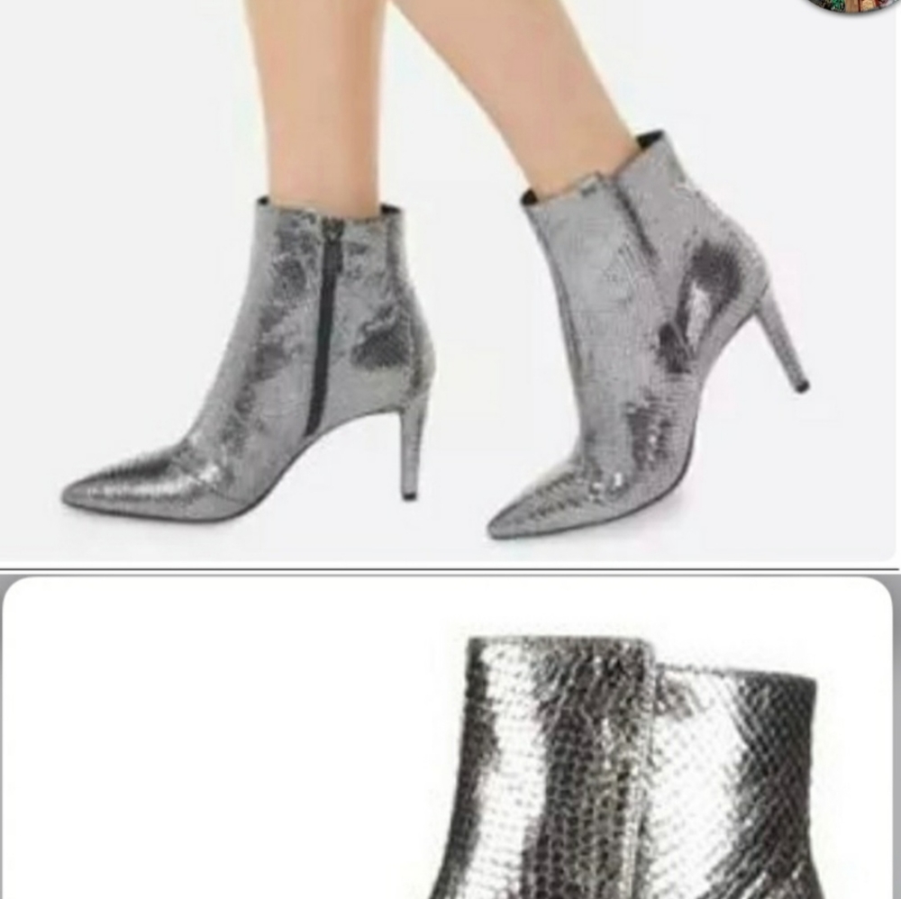 MK Metallic Leather Ankle Boots.